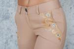 Брюки узкие бежевые с декором