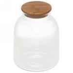 Банка для продуктов стеклянная 1800мл "Хай-Тек" с бамбуковой крышкой, бочонок