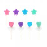 FNtastic Декор для торта в виде сердца, звезды, пластик, бумага, 19 см, 2 дизайна, 4 цвета