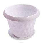 *Горшок для цветов пластиковый 0,9л d-14см "Розетта" c поддоном мраморный С125МРА