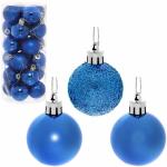*Новогодние шары 4 см (набор 24 шт) "Микс фактур", синий