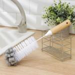 Ёрш для посуды Доляна Meli, 34?6 см, с поролоном, бамбуковая ручка, замшевая петелька