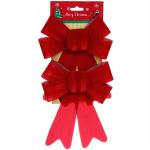 *Бант на ёлку "Красный блеск" 14 см (набор 2 шт)