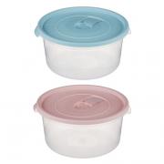 Контейнер круглый для СВЧ с крышкой, пластик, 1,6л, D-19см, H-9,5см, 2 цвета