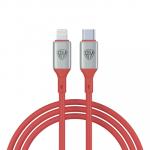 BY Кабель для зарядки Space Cable Pro Type-C - iP, 2.4А, 1м, Быстрая зарядка, штекер металл, красный