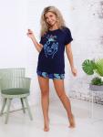 Костюм с шортами, принт, синий (922-1)