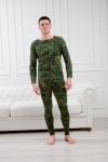 Нательное белье футболка с длиным рукавом и кальсоны из рибаны с начесом камуфляж