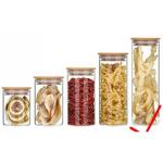 Банка для продуктов стеклянная 250мл "Хай-Тек" с бамбуковой крышкой 6,5*10см