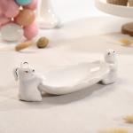 Блюдо Доляна «Зайки в золотом», 21_8_6 см, цвет белый