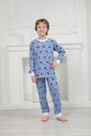 Пижама детская из джемпера и брюк из кулирки Коровы голубой